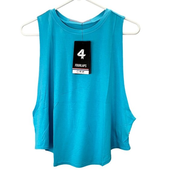 Four Laps FourLaps Curve Tank size L River Blue Loose Flowy Athletic NWT - Picture 1 of 6